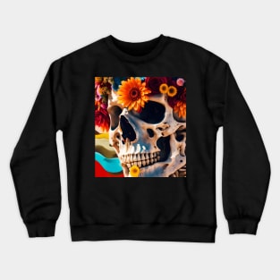 Skull with Flowers Crewneck Sweatshirt